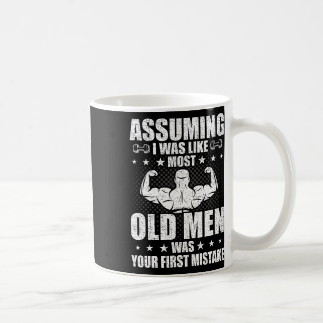 Old Man Weightlyftande Bodybuilding Weightlift W Kaffemugg (Höger)