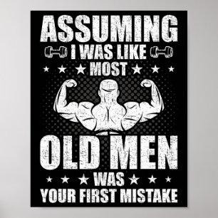 Old Man Weightlyftande Bodybuilding Weightlift W Poster