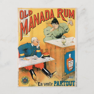 Old Manada Rum Vintage Drink Ad Art Vykort