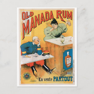 Old Manada Rum Vintage Drink Ad Art Vykort