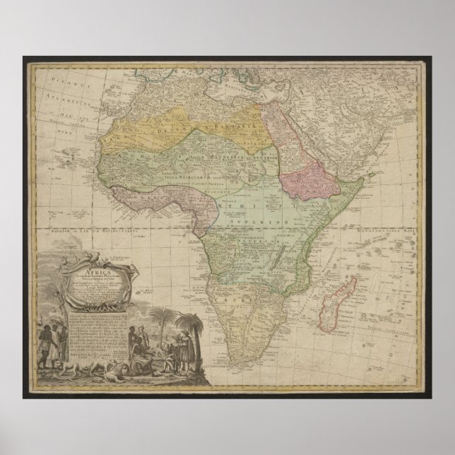 Old Map of Africa, Africa Print, 1737 Poster (Framsidan)