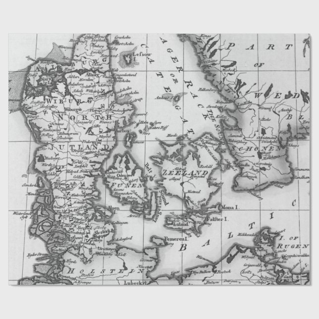 Old Maps Black and White Wrapping Paper Presentpapper (Platt)
