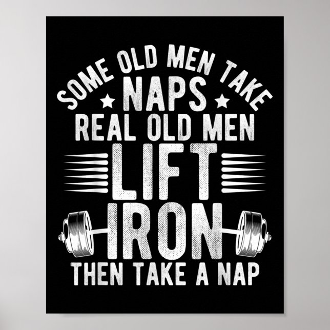 Old Men Gag Workout Gym Fitness Exercise Weightlif Poster (Framsidan)