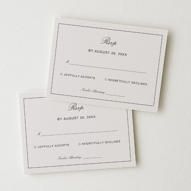 Old Money Black and Ivory Wedding Response Tilläggskort (Skapare uppladdad)