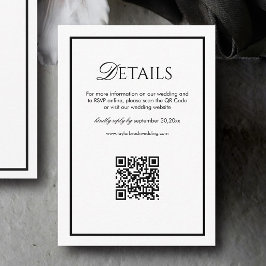 Old Money Black and White Wedding Details Qr Code Tilläggskort