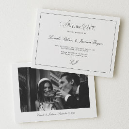 Old Money Black and White Wedding Save the Date Inbjudningar