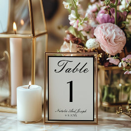 Old Money Black Cream Wedding Table Number Inbjudningar