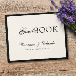 Old Money Black Ivory Timeless Elegant Wedding Gästböcker