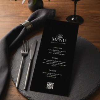 Old Money Black & White | Wedding Black Menus Meny