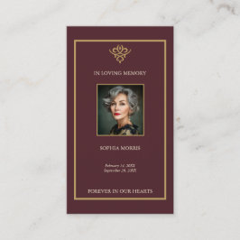 Old Money Burgundy Funeral Prayer Card Visitkort