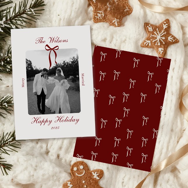 Old Money Burgundy Photo Christmas Holiday Card Julkort (Skapare uppladdad)
