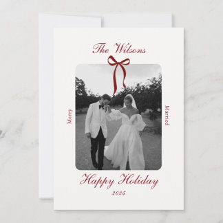 Old Money Burgundy Photo Christmas Holiday Card Julkort