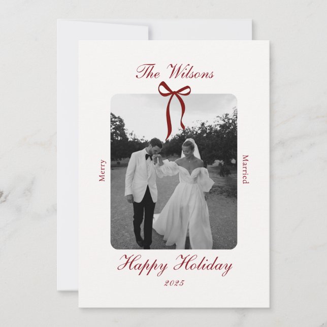Old Money Burgundy Photo Christmas Holiday Card Julkort (Framsida)