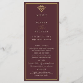 Old Money Burgundy Wedding Flat Menu Meny