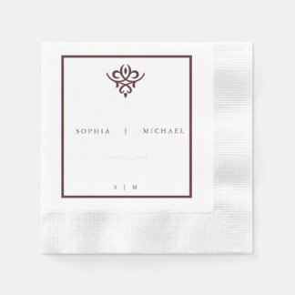 Old Money Burgundy Wedding Napkins Pappersservett