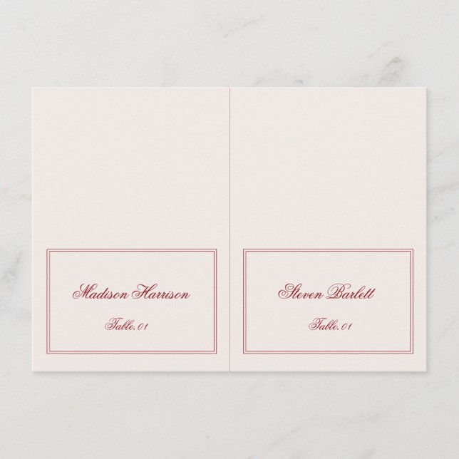 Old Money Burgundy Wedding Place Card DIY Inbjudningar (Framsida)