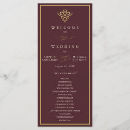 Old Money Burgundy Wedding Program