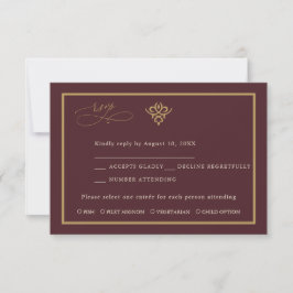 Old Money Burgundy Wedding Response Card OSA Kort