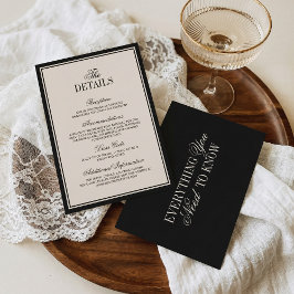 Old Money Classic Black Cream Wedding Details Tilläggskort