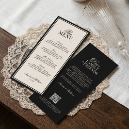 Old Money Classic Luxury Black Cream Wedding Meny
