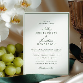 Old Money Dark Green Wedding Inbjudningar