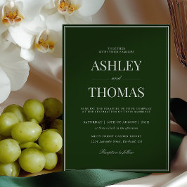 Old Money Dark Green Wedding Inbjudningar