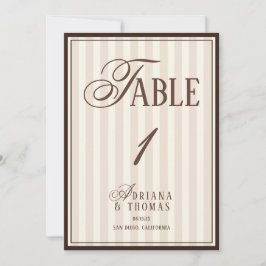 Old Money Espresso Wedding Table Number Inbjudningar