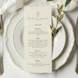 Old Money Ivory Bröllop Flat Menu Meny