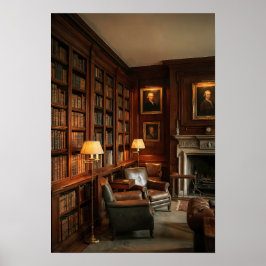 Old Money Library Dark Academia Study Room Decor Poster