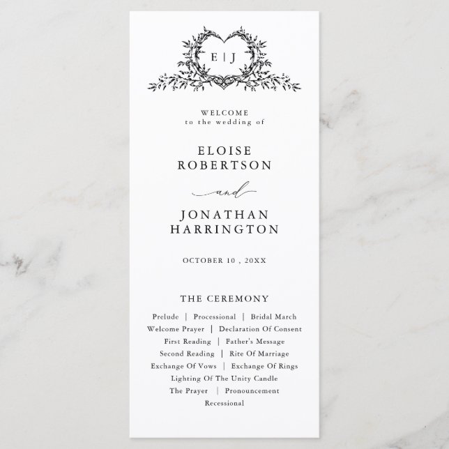Old Money Modern Formal Black Luxury Chic Wedding Program (Framsida)