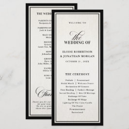 Old Money Modern Formal Black Luxury Chic Wedding Program