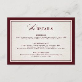 Old Money Modern Formal Burgundy Luxury Details Tilläggskort