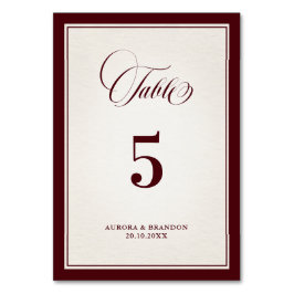 Old Money Modern Formal Burgundy Luxury Wedding Bordsnummer