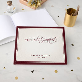 Old Money Modern Formal Burgundy Luxury Wedding Gästböcker