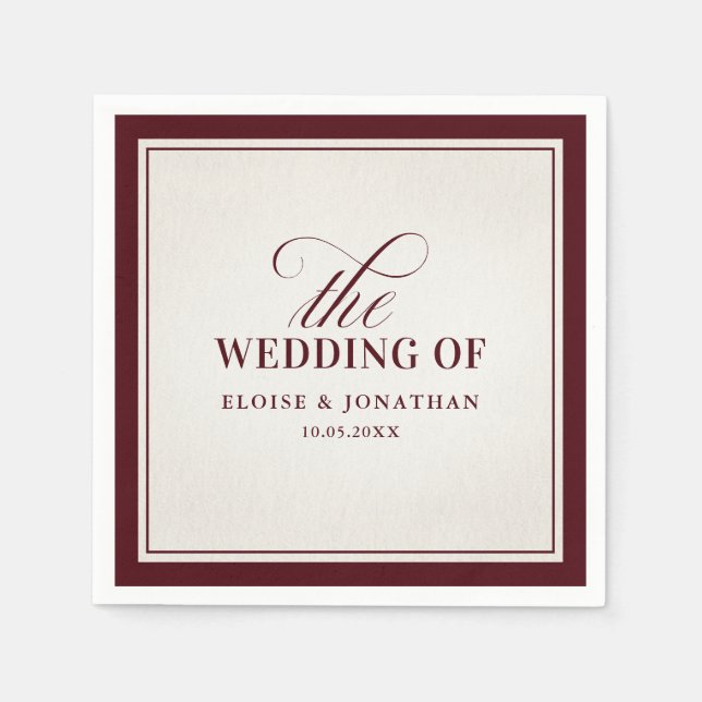 Old Money Modern Formal Burgundy Luxury Wedding Pappersservett (Framsidan)