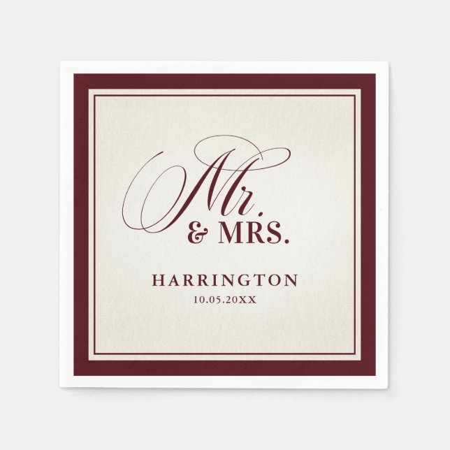 Old Money Modern Formal Burgundy Luxury Wedding Pappersservett (Framsidan)