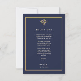 Old Money Navy Blue Flat Thank You Card Tack Kort