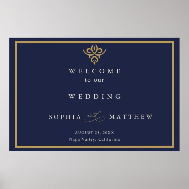 Old Money Navy Blue Wedding  Poster (Framsidan)