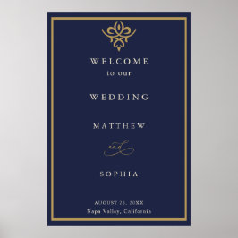 Old Money Navy Blue Wedding  Poster