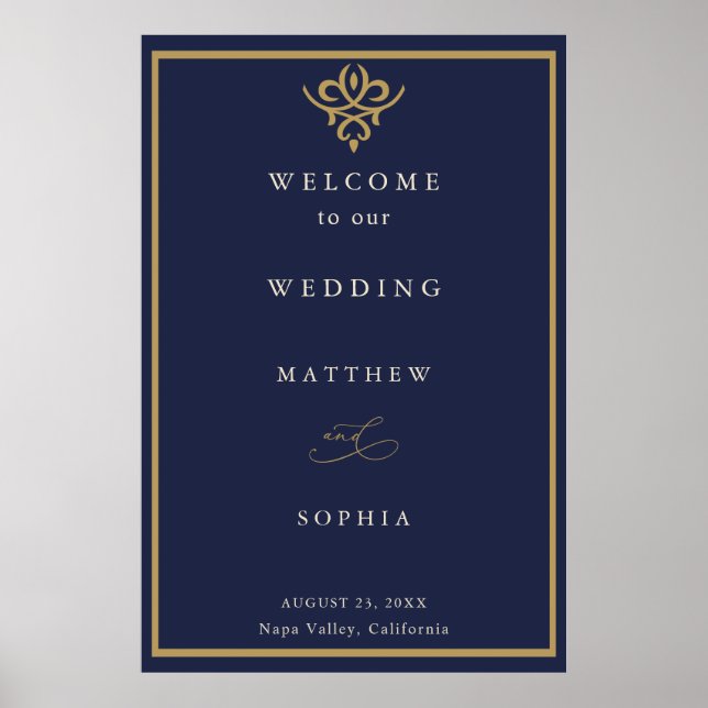 Old Money Navy Blue Wedding  Poster (Framsidan)