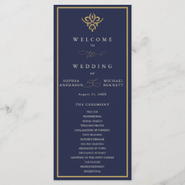 Old Money Navy Blue Wedding Program