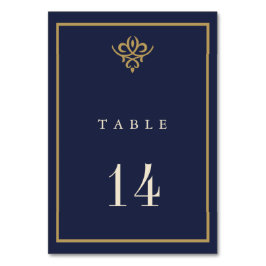 Old Money Navy Blue Wedding Table Card Bordsnummer