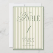 Old Money Pastel Green Wedding Table Number