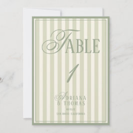 Old Money Pastel Green Wedding Table Number Inbjudningar