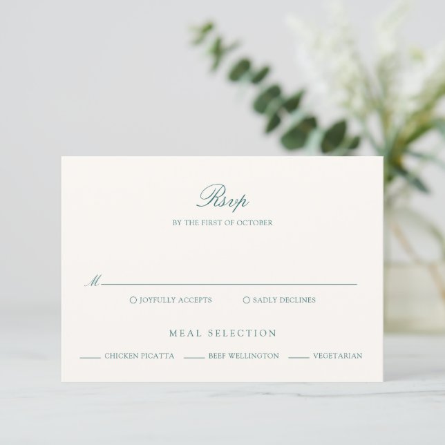 Old Money Teal Classic Wedding OSA Kort (Stående Fram)