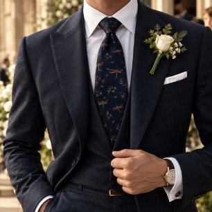 Old Money Trollslända Trädgård Berry Marinblå Slips