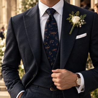 Old Money Trollslända Trädgård Berry Marinblå Slips