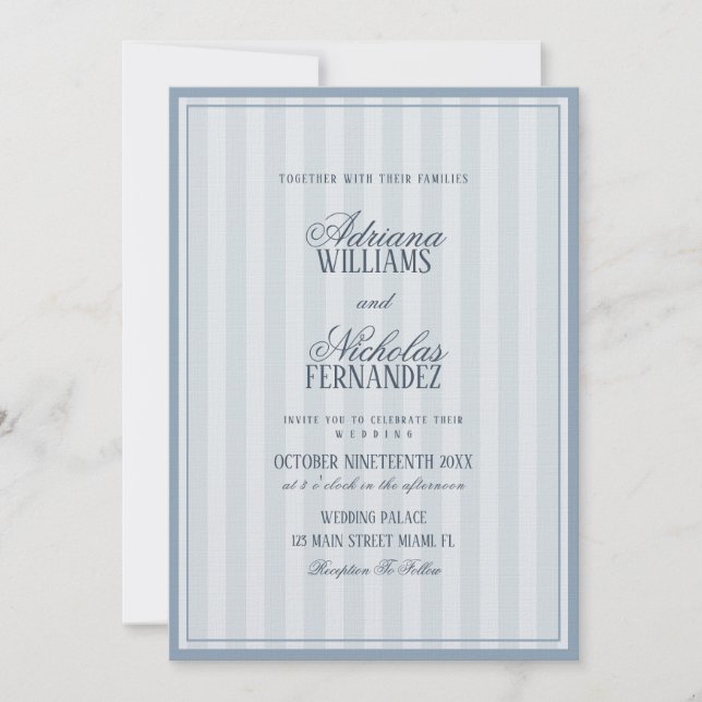 Old Money Vintage Blue Wedding Inbjudningar (Framsida)