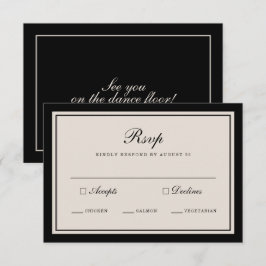 Old Money Wedding Classic Black RSVP Card Tilläggskort