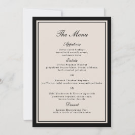 Old Money Wedding Classic Menu Card Inbjudningar
